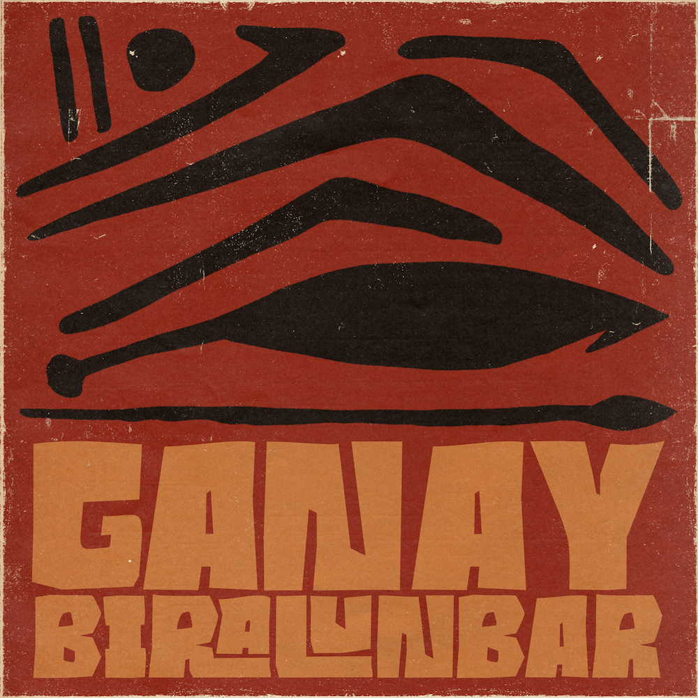 Cover artwork for Not Many - Ganay Biralunbar by 3%, featuring Indigenous artwork on a textured red background with bold typography.